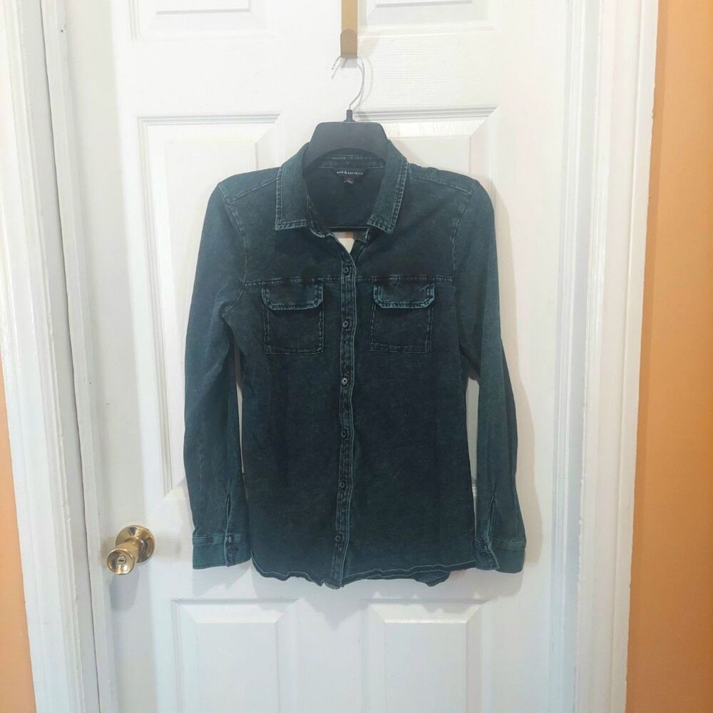 Rock & Republic Shirt Button Down Long Sleeve Open Back